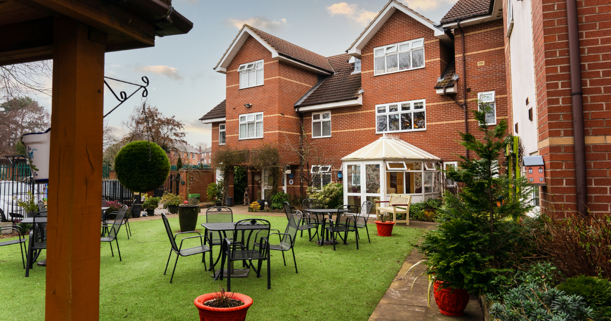 Beautiful gardens at Linden Lodge Residential Home, a care home in Hinckley area offering residential and dementia care